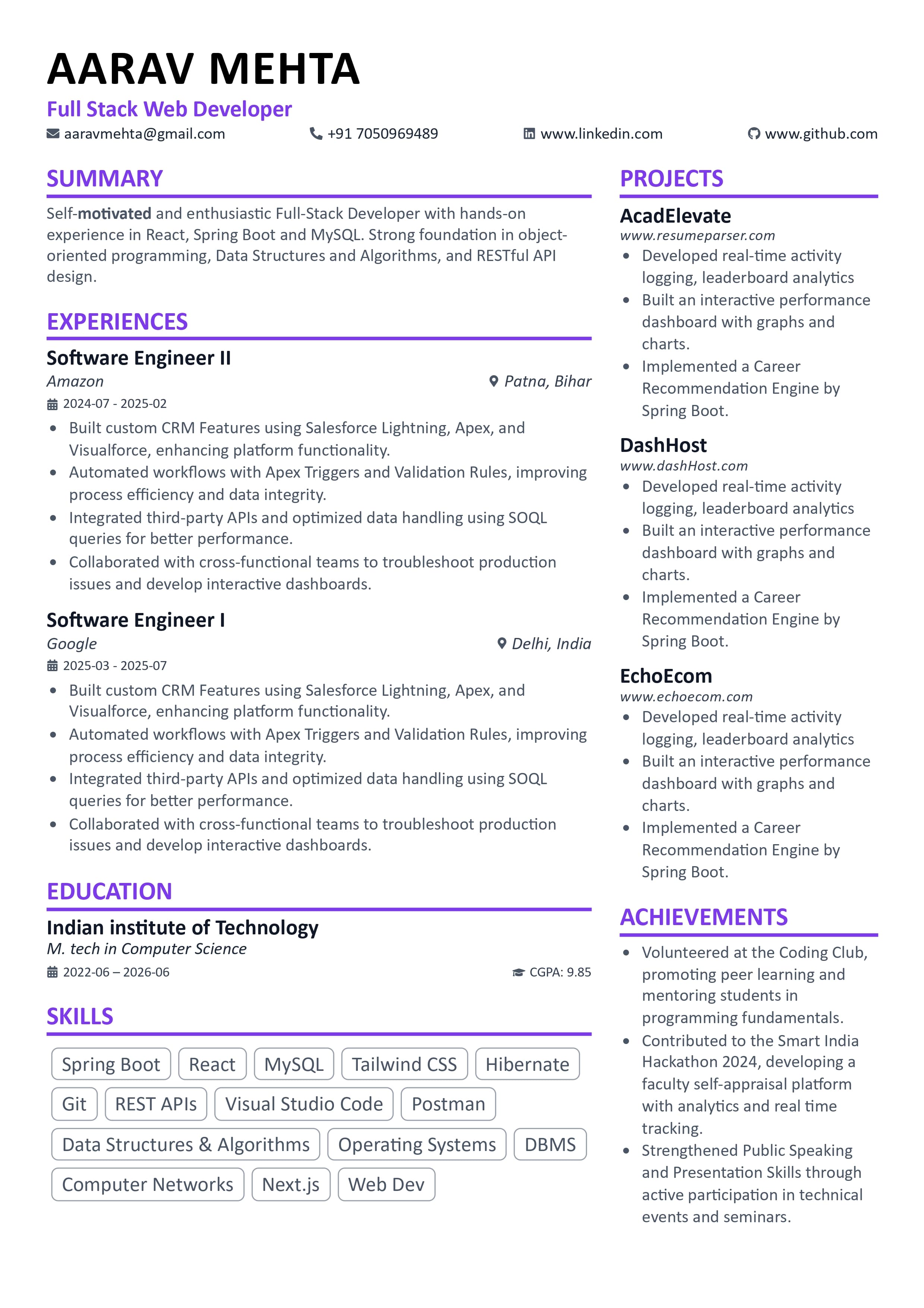 Resume Template Preview